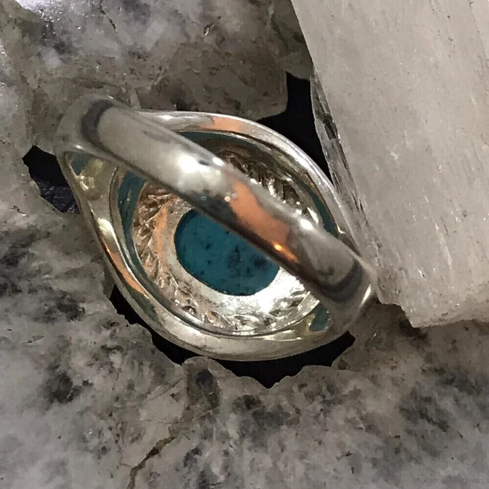 Carolyn Pollack Sterling Horizontally Mounted Oval Turquoise Ring Size 10